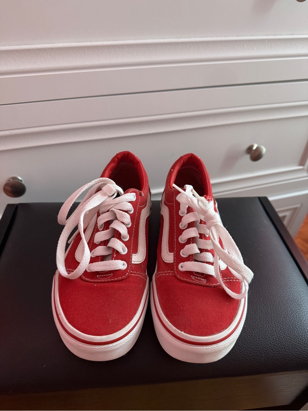 Vans Kids Old Skool Canvas Sneakers in Red and White
